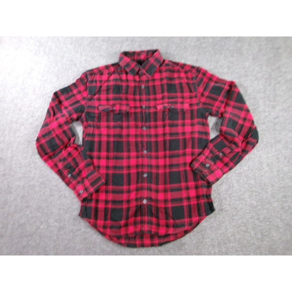 George Shirt Men Small Red Plaid Flannel Long Sleeve Work Outdoor Button Up